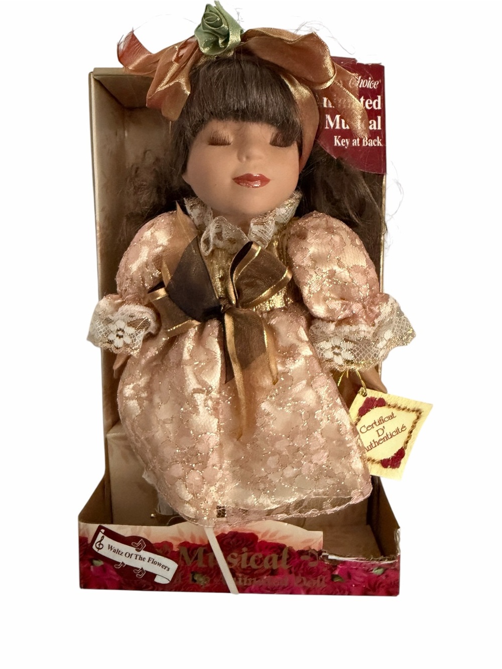 Dan Dee Collector's Choice 9in Animated Musical Porcelain Doll Waltz Flowers